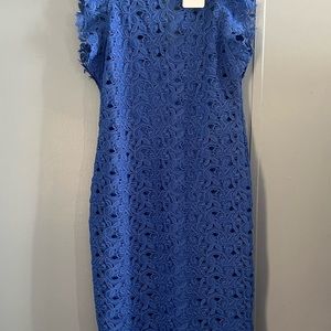 *NEW* Zara Blue Sheath Dress with Flutter Cap Sleeves